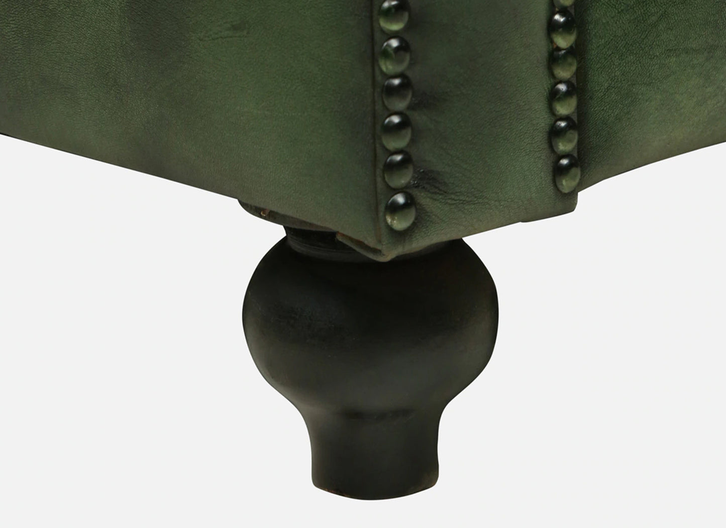 2 Seater Leather Sofa in Green Color - detail view