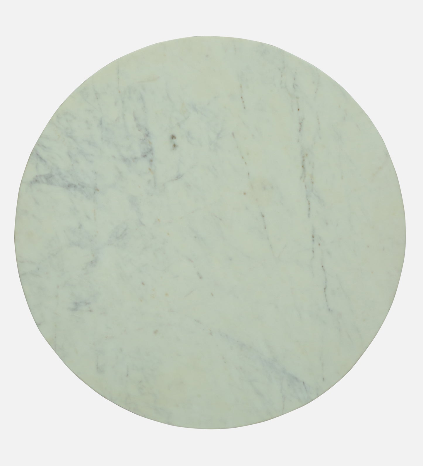 Round White Marble Side Table with Sculptural Dark Wood Pedestal Base - alternate view 4