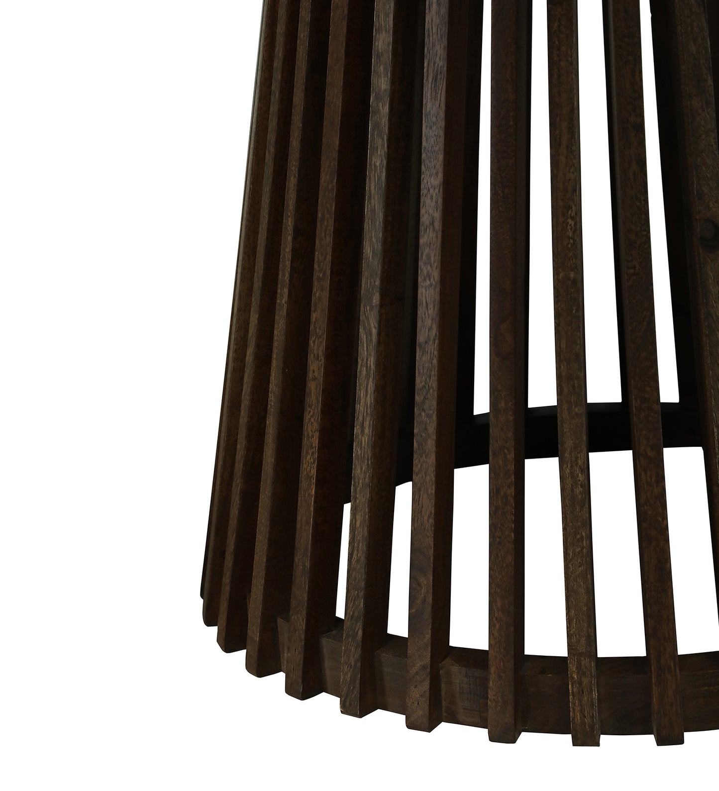 Round Dining Table with Dark Wood Top and Slatted Pedestal Base - alternate view 3