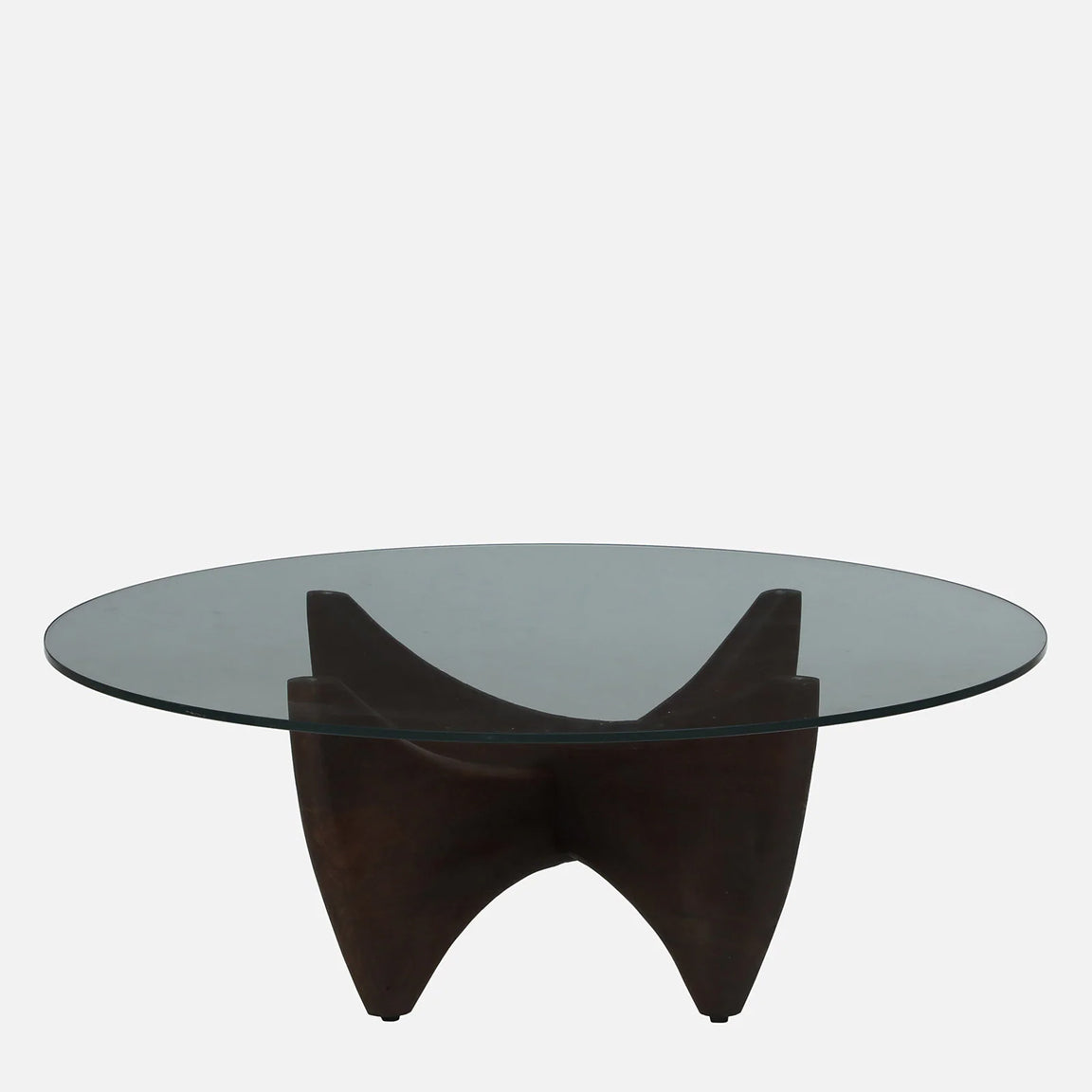 Mango Wood Wirebrush Walnut Finish Base and White Glass Top Coffee Table - alternate view 2