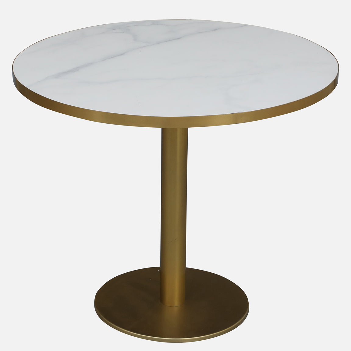 Metallic Round 4 Seater Dining Table with White Porcelain Top - upholstery detail