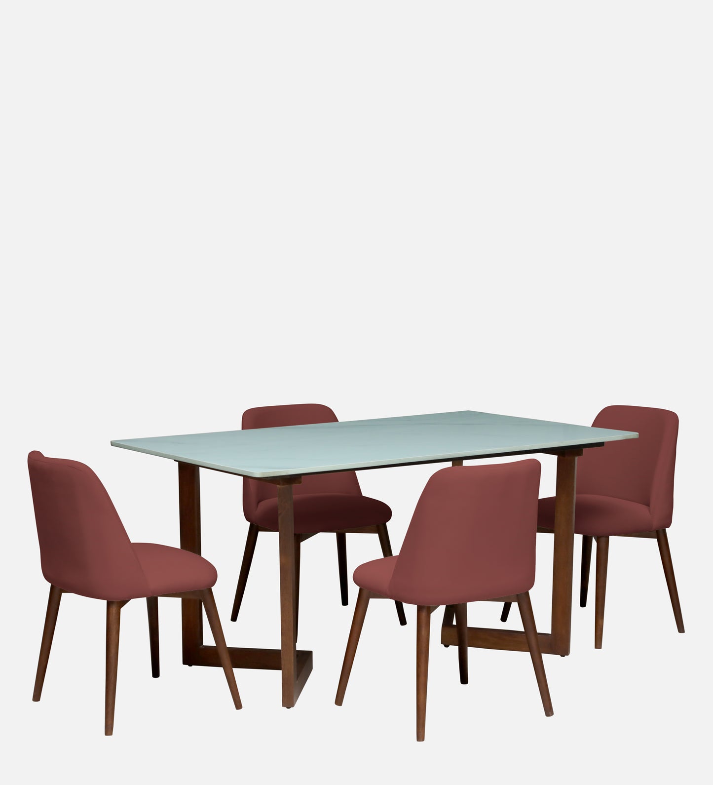 Avila 4 Seater Wooden Dining Set with Onion-Red Chair - Rsk 4691 Maroon