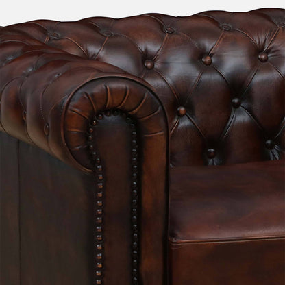 1 Seater Leather Sofa in Brown Finish - close-up detail