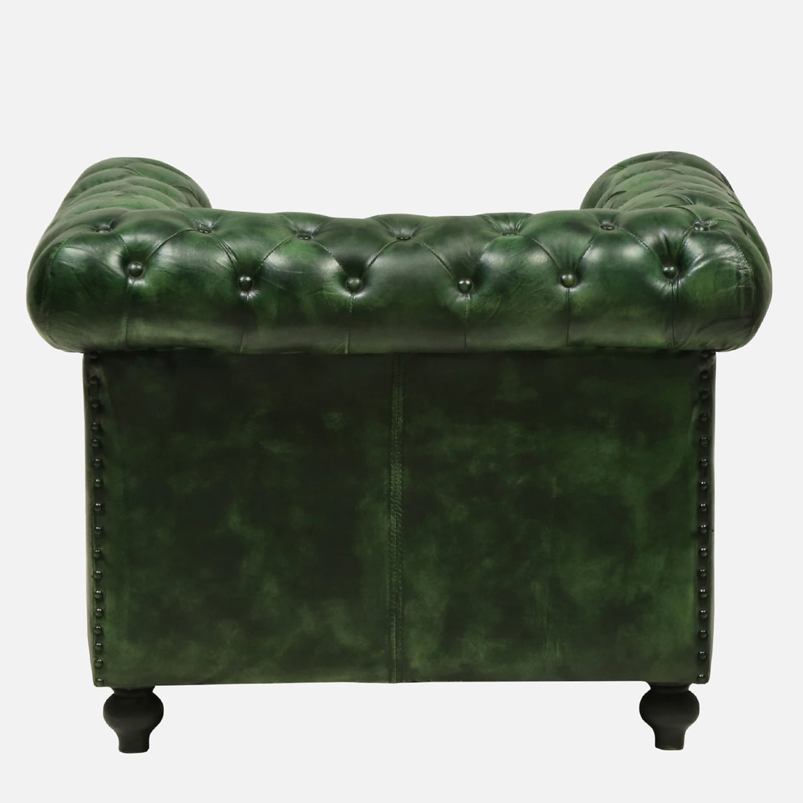 1 Seater Leather Sofa in Green Color - back view