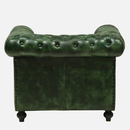 1 Seater Leather Sofa in Green Color - back view