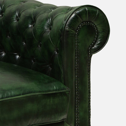 1 Seater Leather Sofa in Green Color - close-up detail