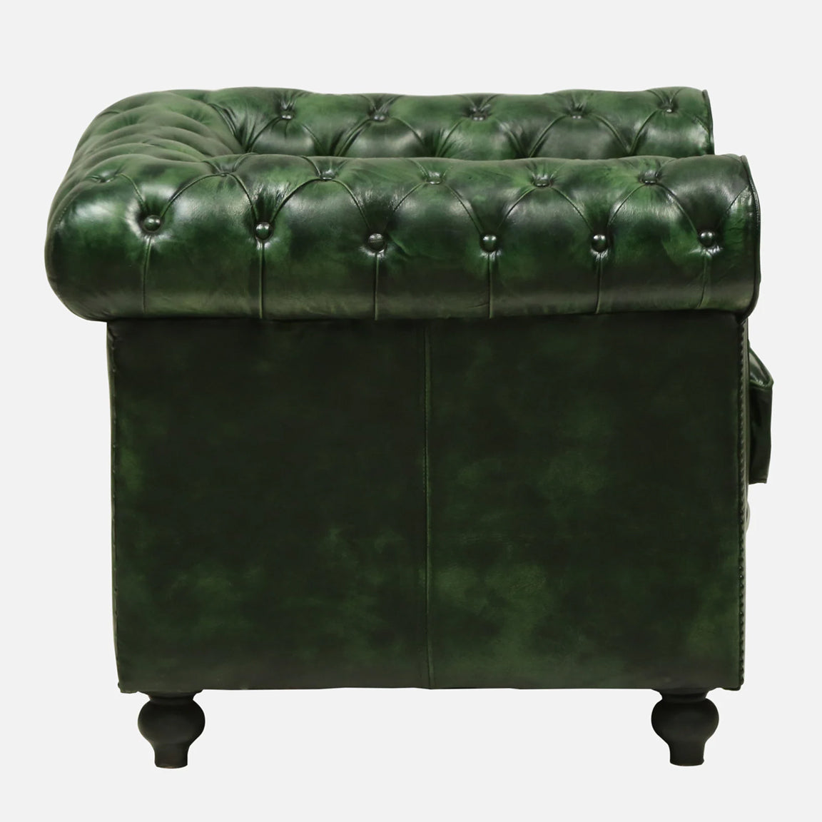 1 Seater Leather Sofa in Green Color - side view