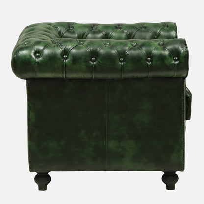 1 Seater Leather Sofa in Green Color - side view