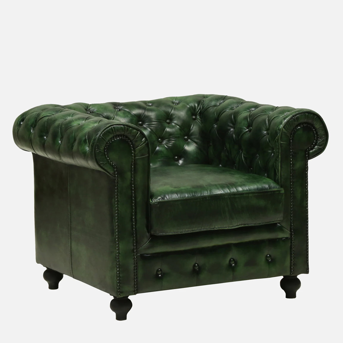 1 Seater Leather Sofa in Green Color