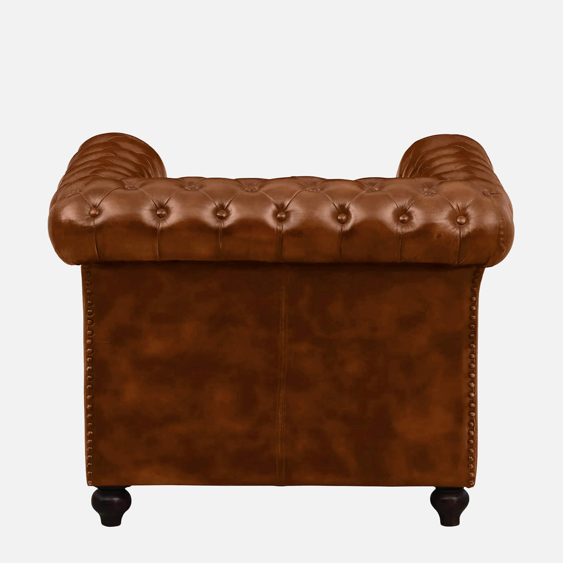 1 Seater Leather Sofa in Tan Finish - back view