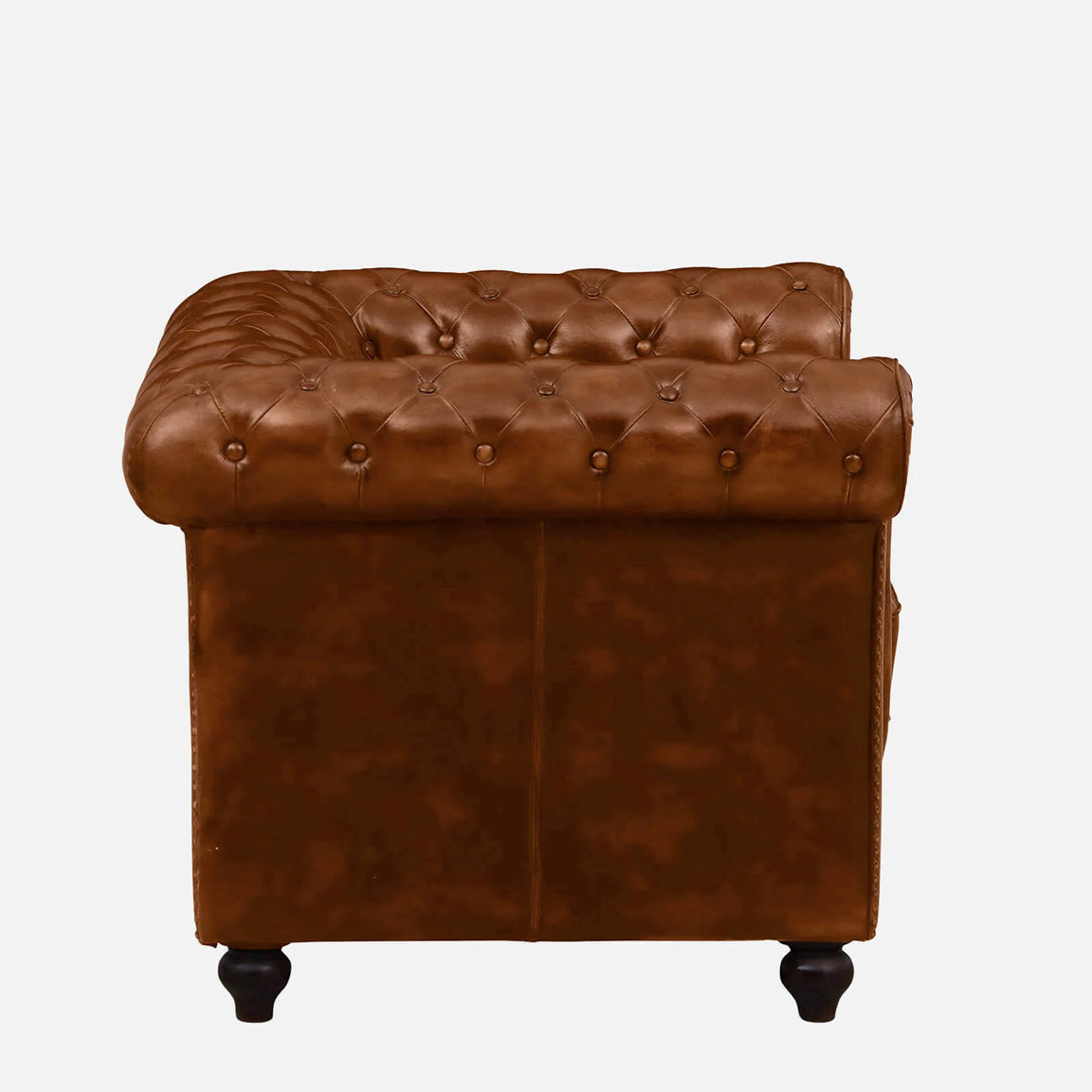 1 Seater Leather Sofa in Tan Finish - side view