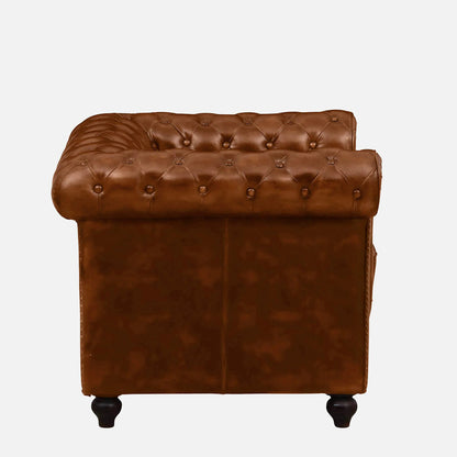 1 Seater Leather Sofa in Tan Finish - side view