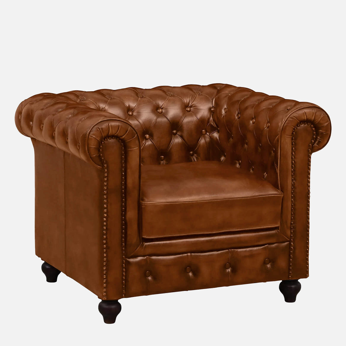 1 Seater Leather Sofa in Tan Finish