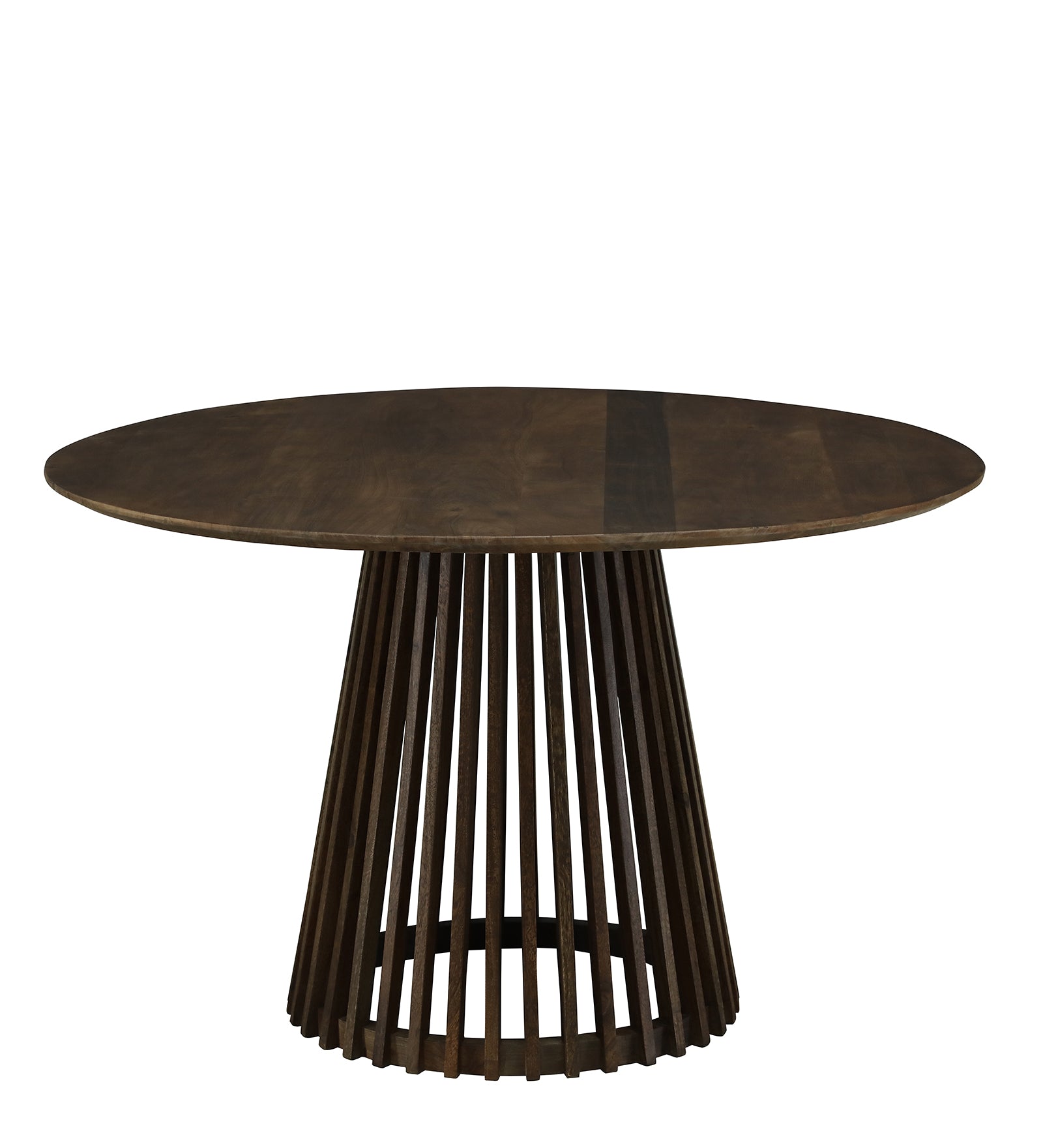Round Dining Table with Dark Wood Top and Slatted Pedestal Base - alternate view 7