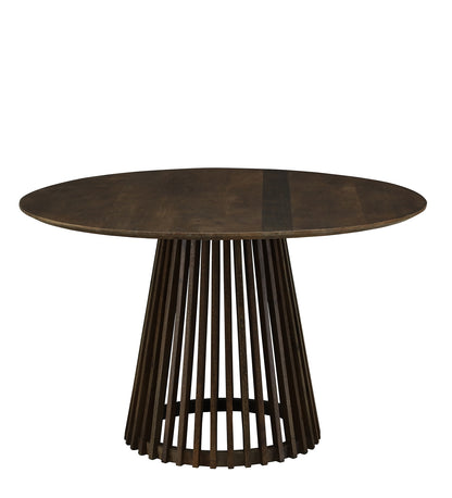 Round Dining Table with Dark Wood Top and Slatted Pedestal Base - alternate view 7