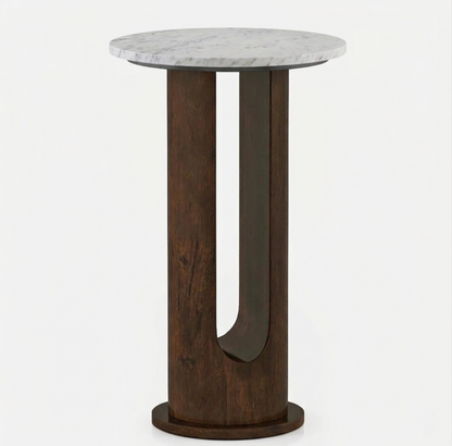 Marble and Mango Wood Round Sidee Table - alternate view 3
