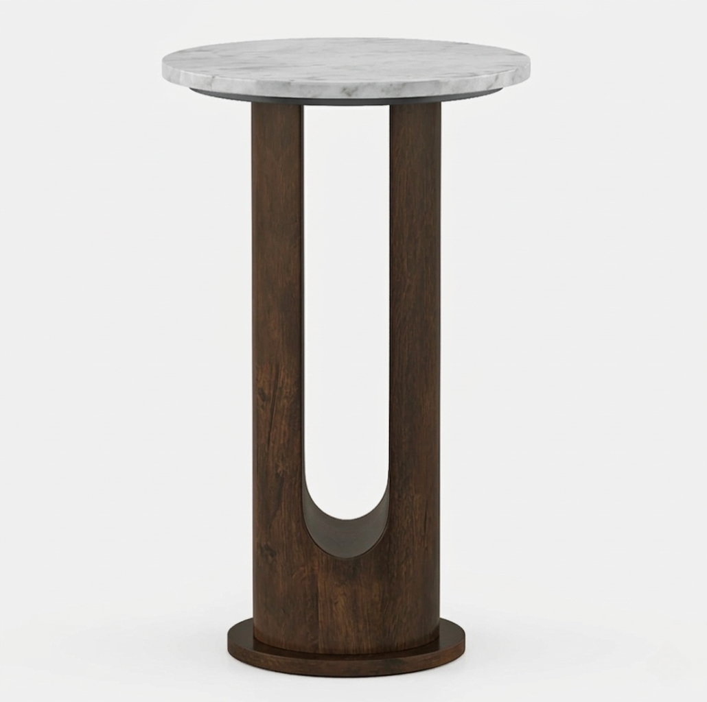 Marble and Mango Wood Round Sidee Table - alternate view 5