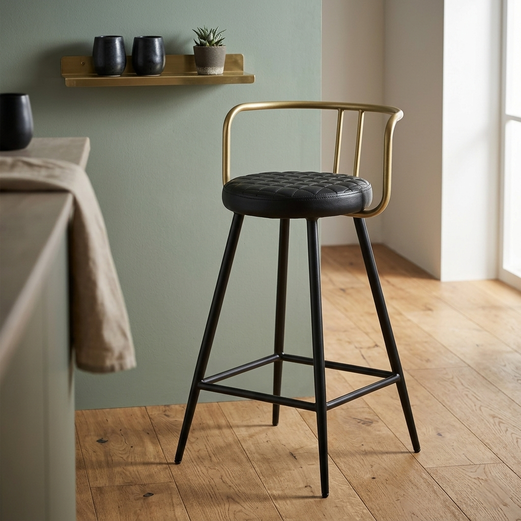 Mint Metal Bar Chair with Golden Back-rest - 5214041415