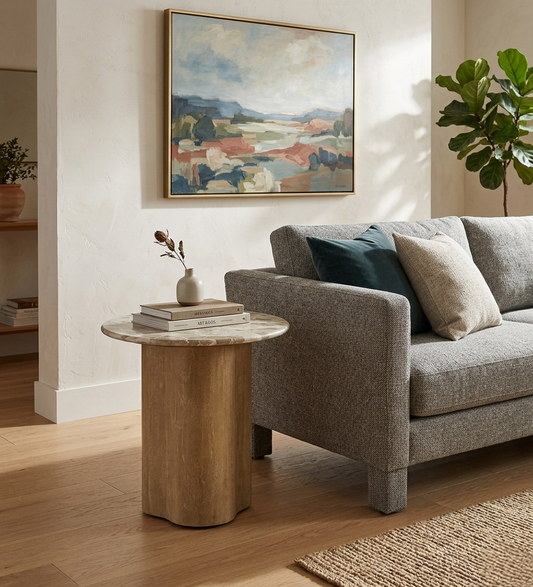 Thar Round Marble Side Table - 6842689452