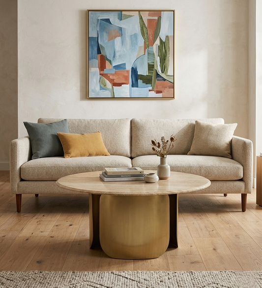 Gem Round Travertine Coffee Table - 6842859311