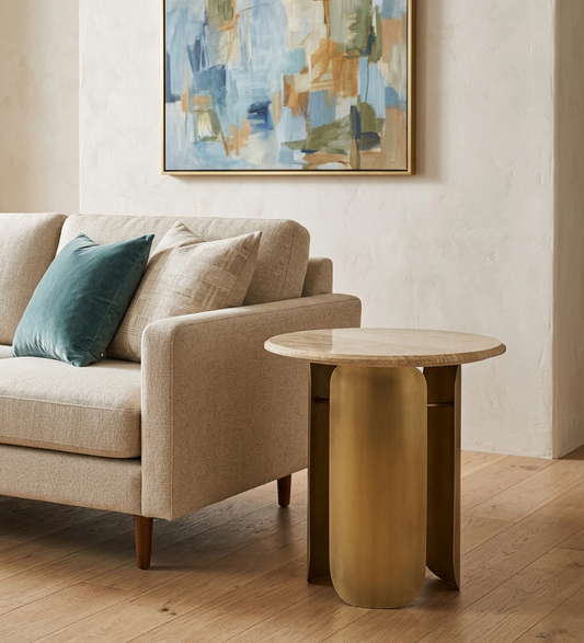 Gem Round Travertine Side Table - 6842944774