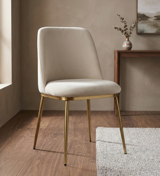 Avila Metal Dining Chair with Off-White Velvet (Set of 2) - 7455978444