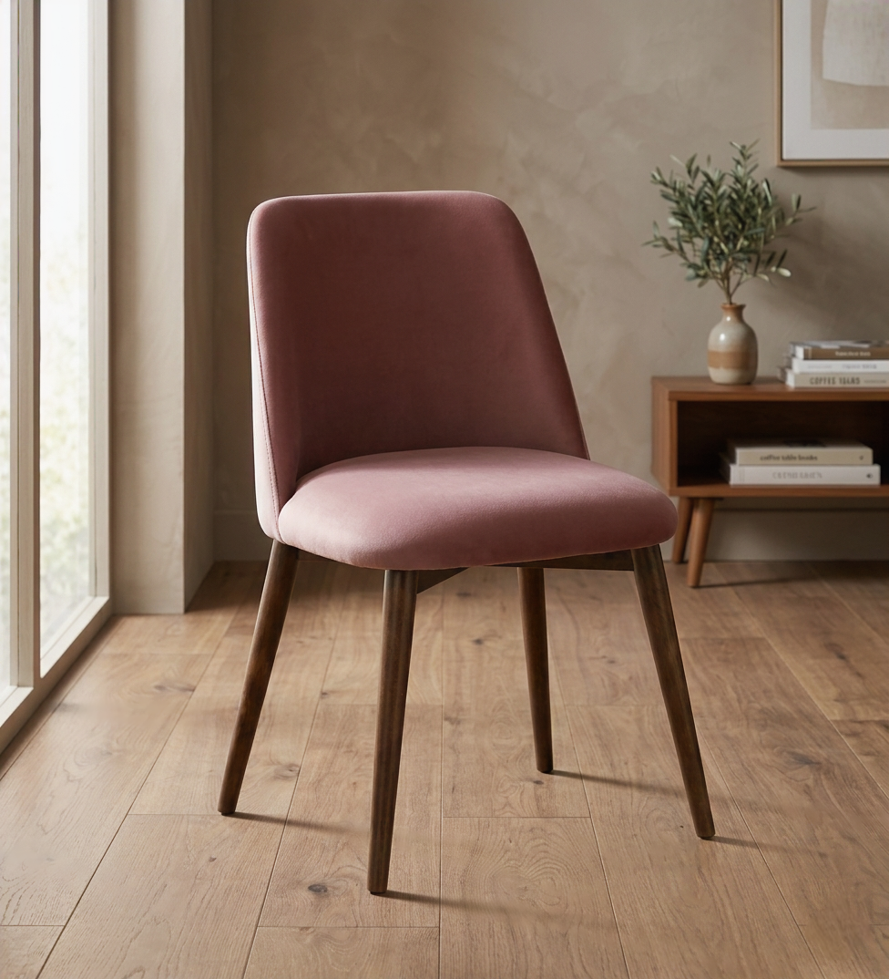 Avila Wooden Dining Chair with Onion-Red Velvet (Set of 2) - 7456077252