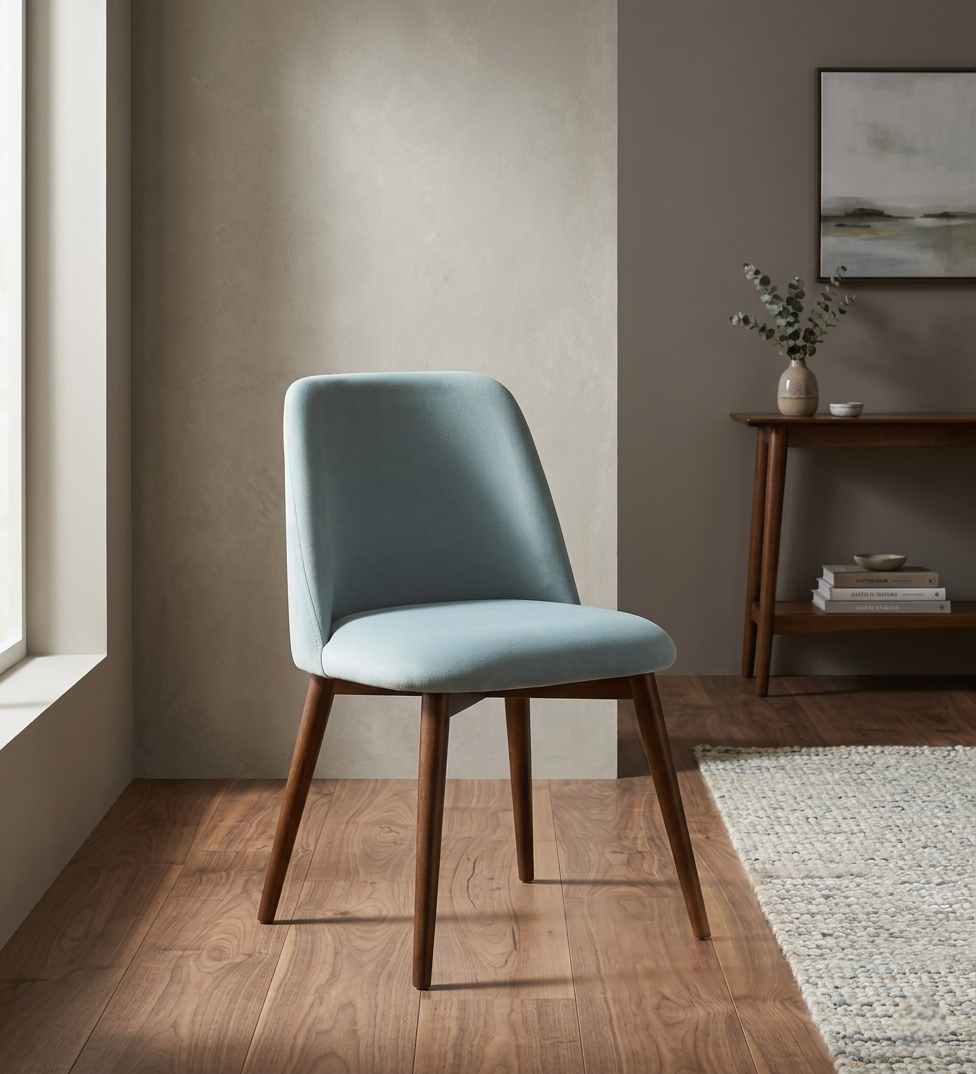Avila Wooden Dining Chair with Grey Velvet (Set of 2) - 7456112769
