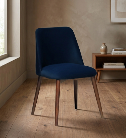 Avila Wooden Dining Chair with Blue Velvet (Set of 2) - 7456168879