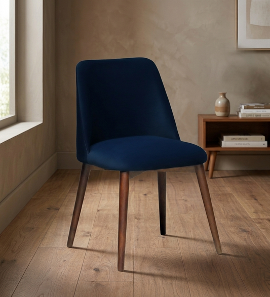 Avila Wooden Dining Chair with Blue Velvet (Set of 2) - 7456168879