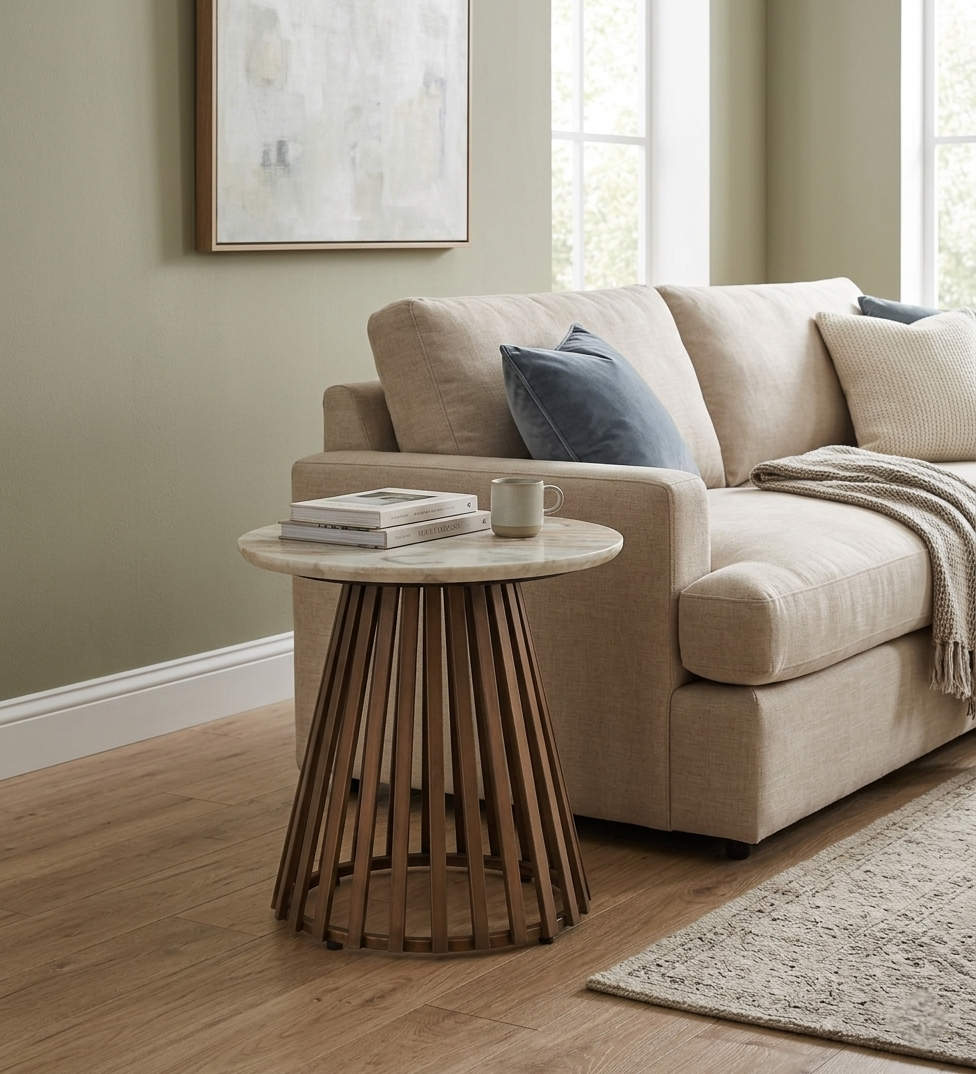 Rift Round Marble Side Table - 7529207783