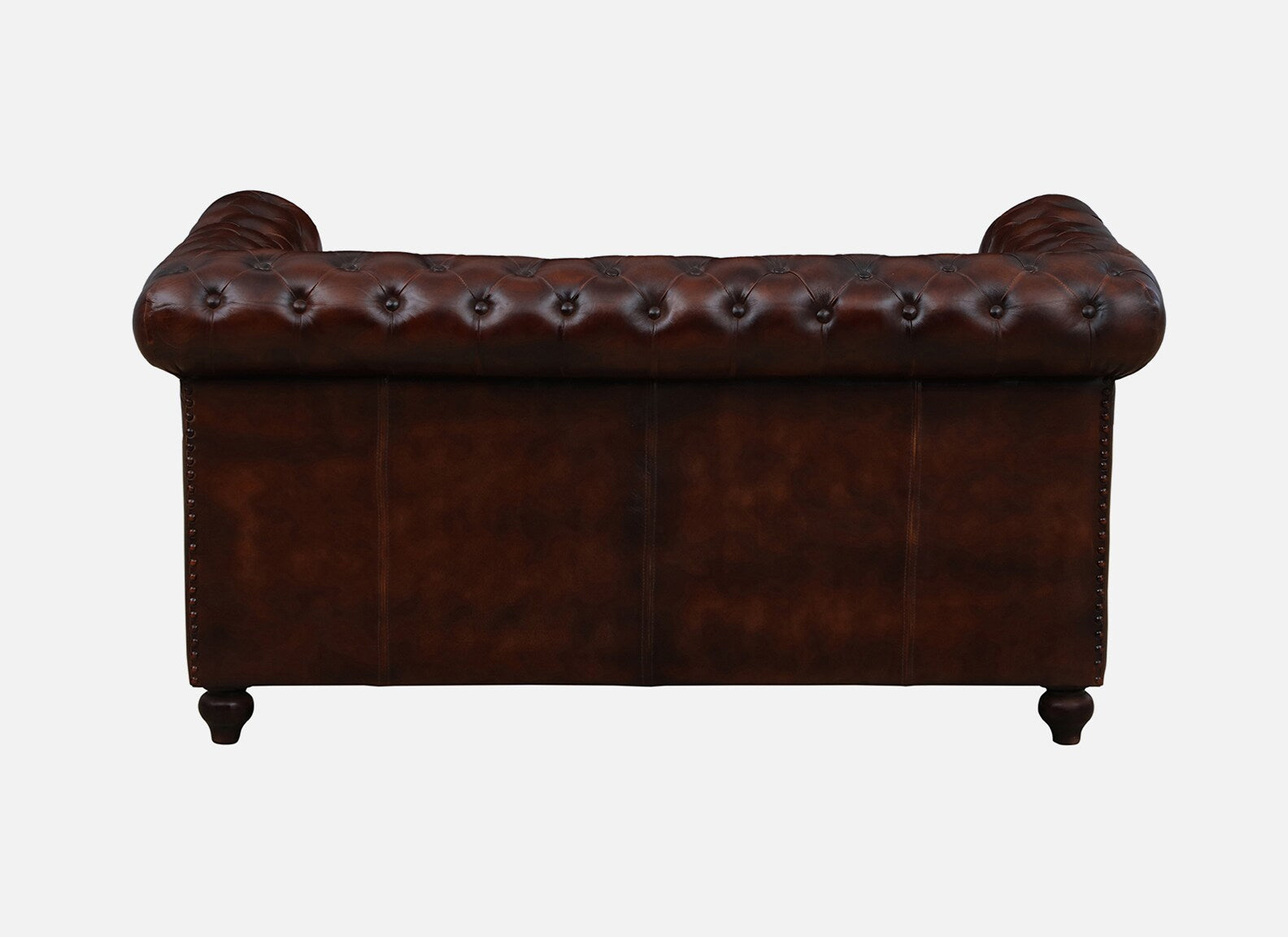 2 Seater Leather Sofa in Brown Finish - back view