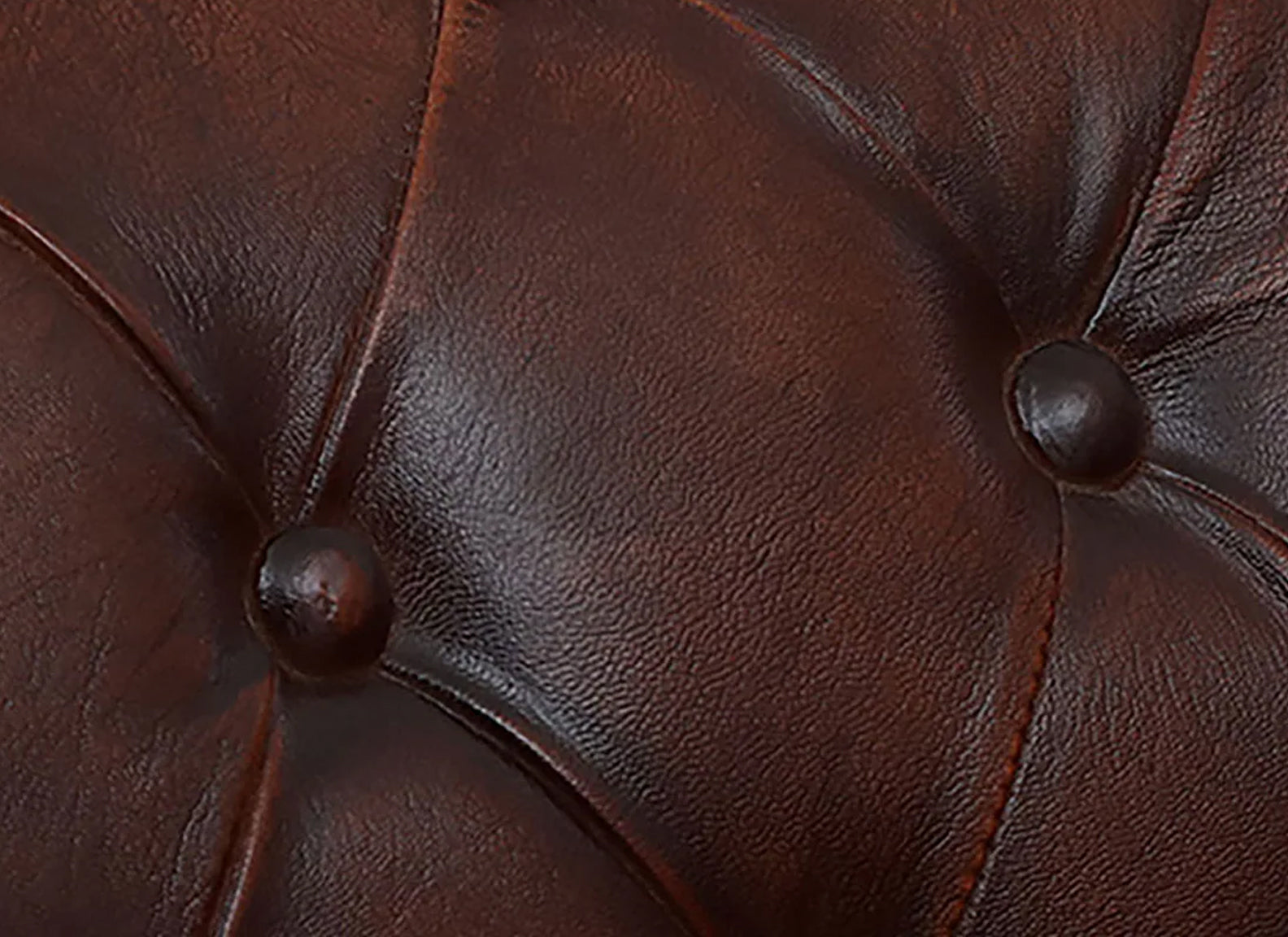 2 Seater Leather Sofa in Brown Finish - close-up detail