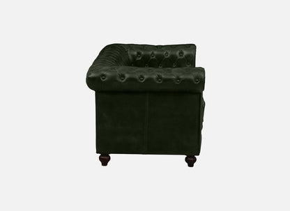 2 Seater Leather Sofa in Green Color - side view