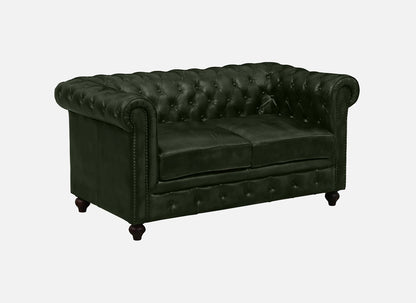 2 Seater Leather Sofa in Green Color