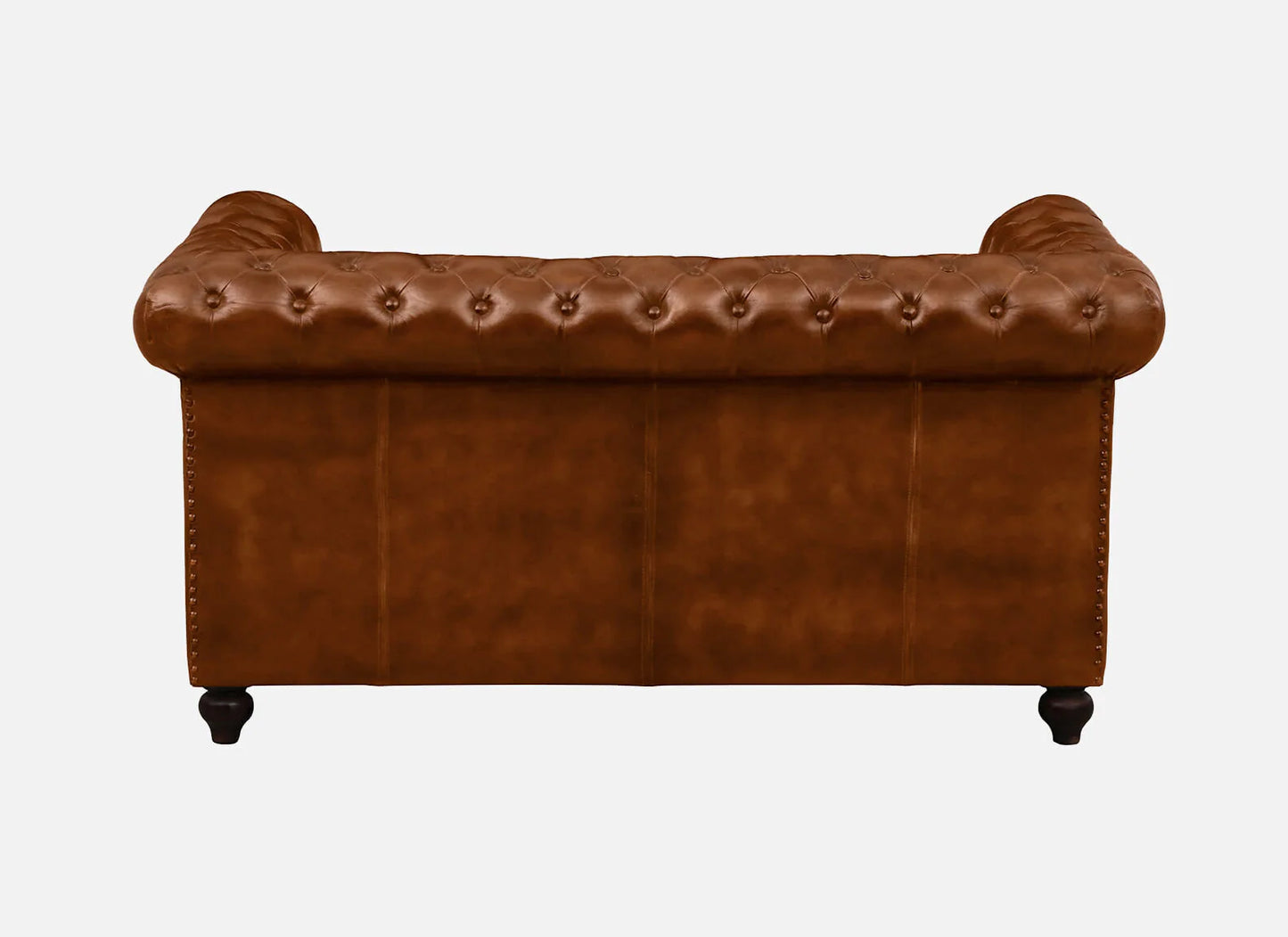 2 Seater Leather Sofa in Tan Finish - back view