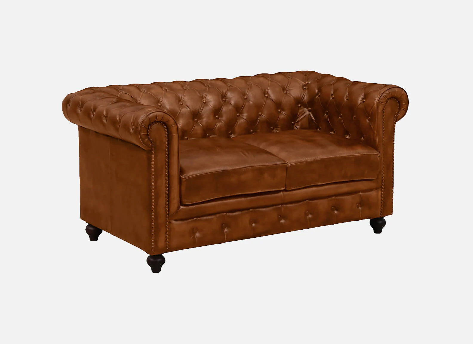 2 Seater Leather Sofa in Tan Finish