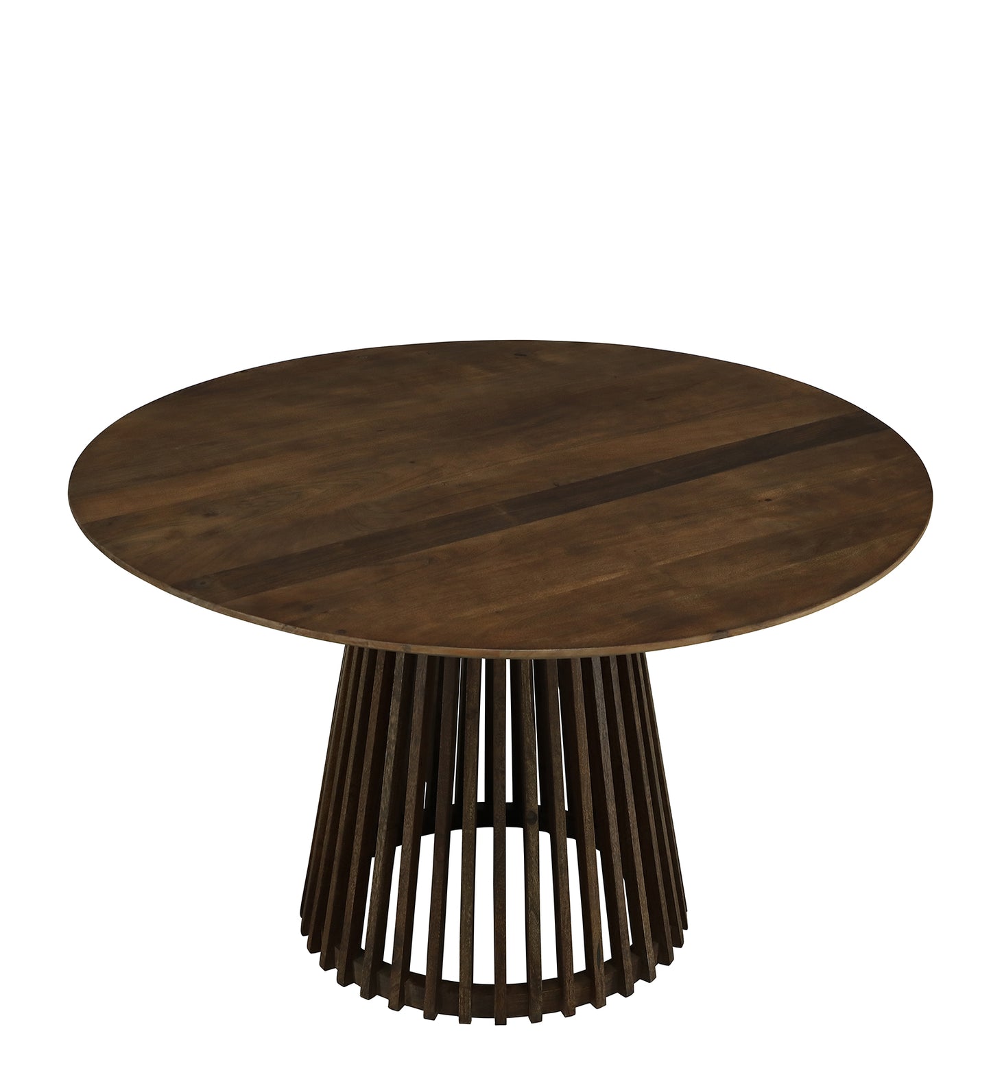 Round Dining Table with Dark Wood Top and Slatted Pedestal Base - alternate view 6