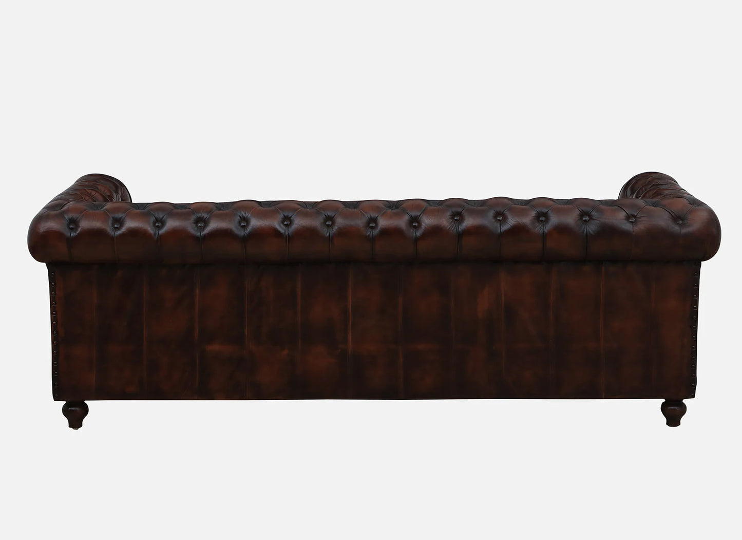3 Seater Leather Sofa in Brown Finish - back view
