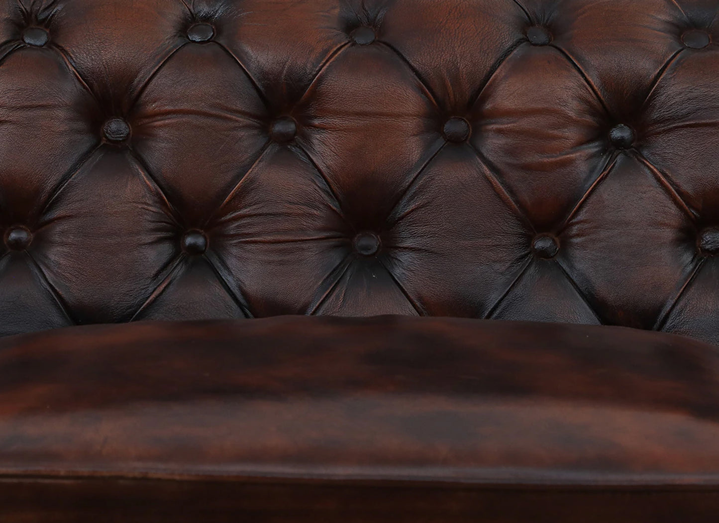 3 Seater Leather Sofa in Brown Finish - material detail
