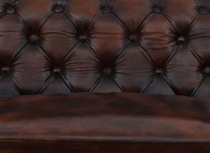 3 Seater Leather Sofa in Brown Finish - material detail