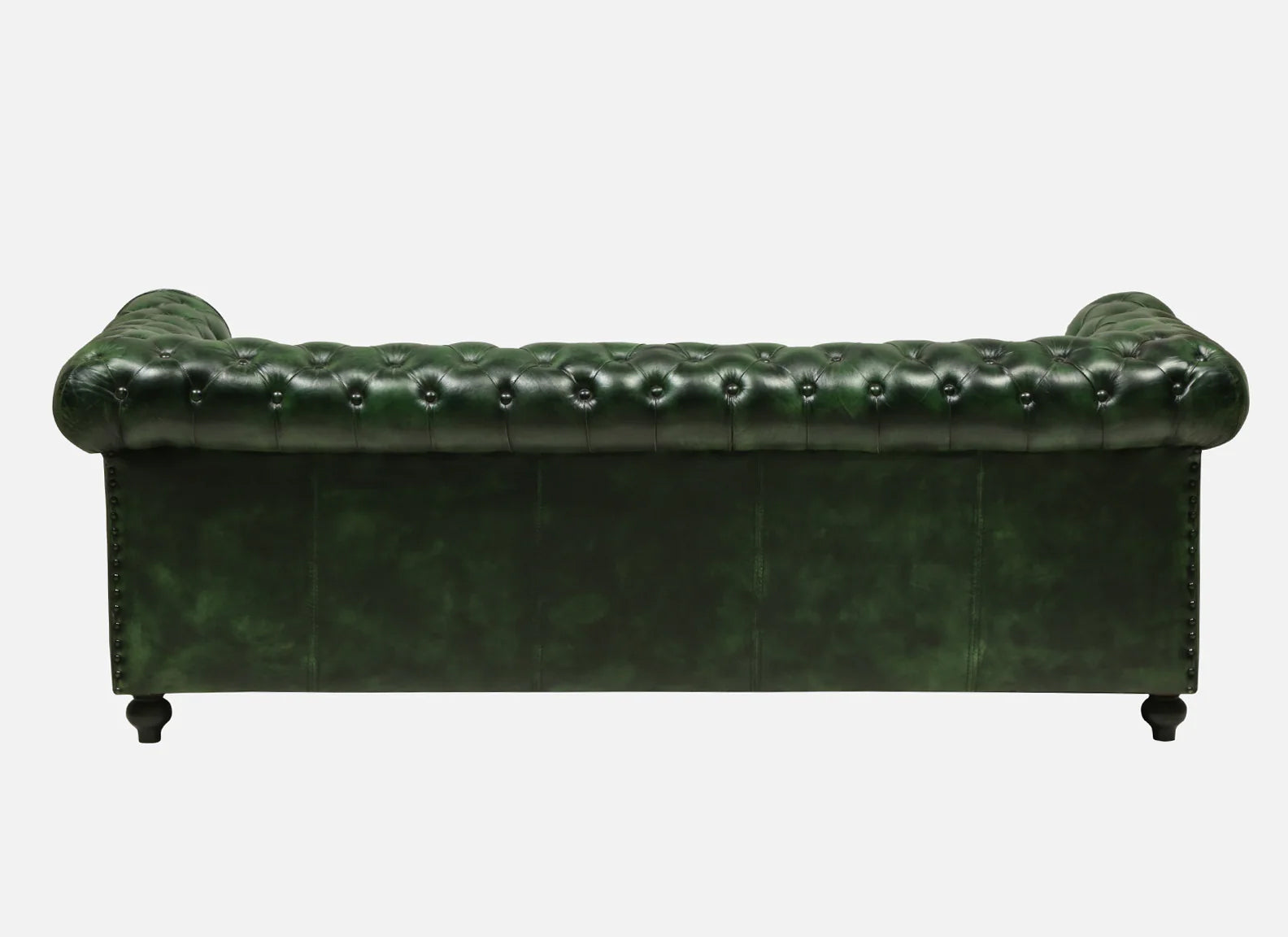 3 Seater Leather Sofa in Green Color - back view