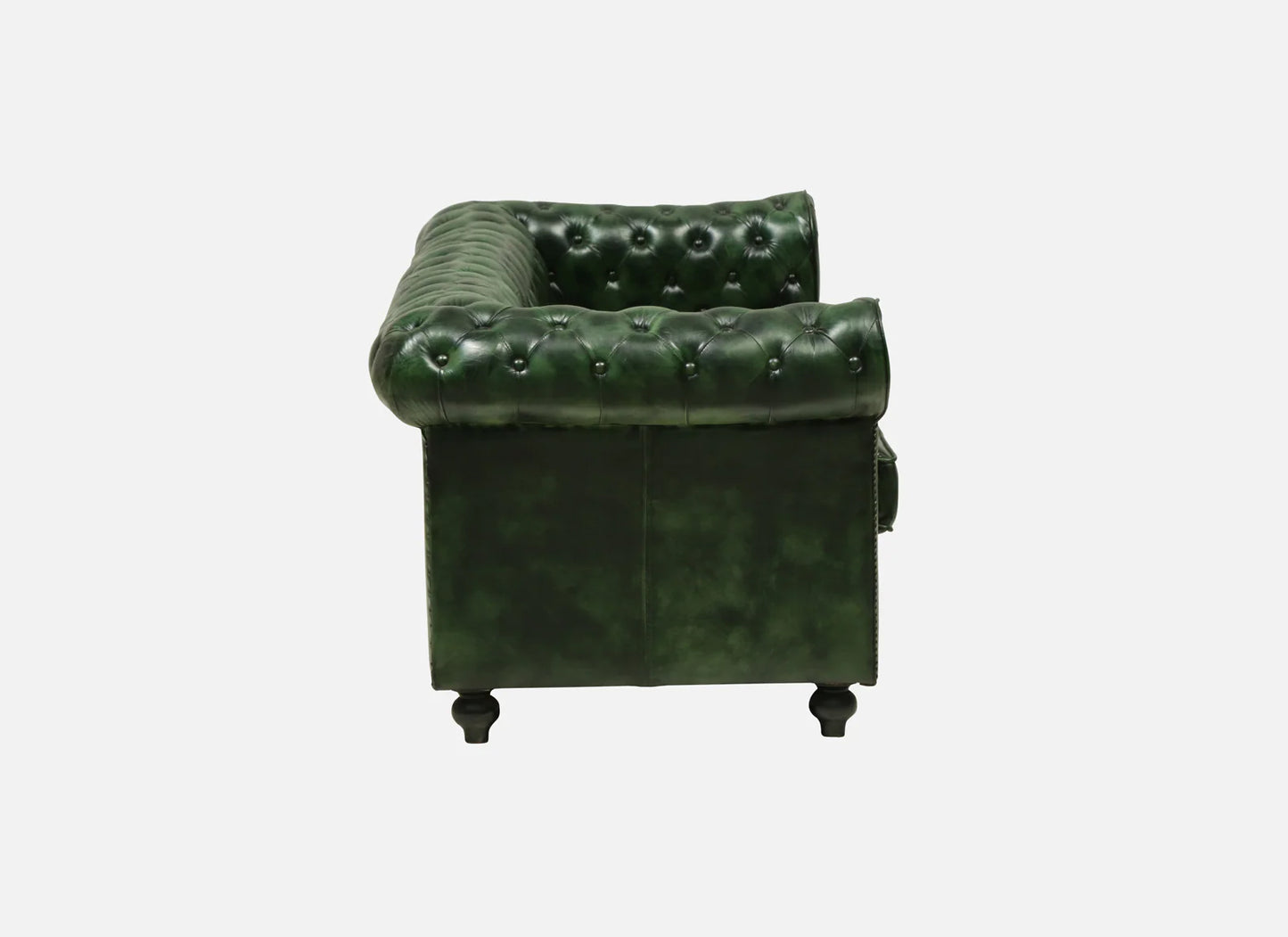 3 Seater Leather Sofa in Green Color - side view