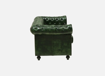 3 Seater Leather Sofa in Green Color - side view