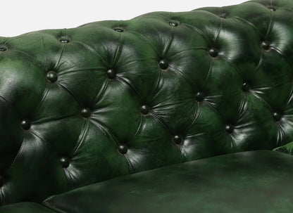 3 Seater Leather Sofa in Green Color - upholstery detail