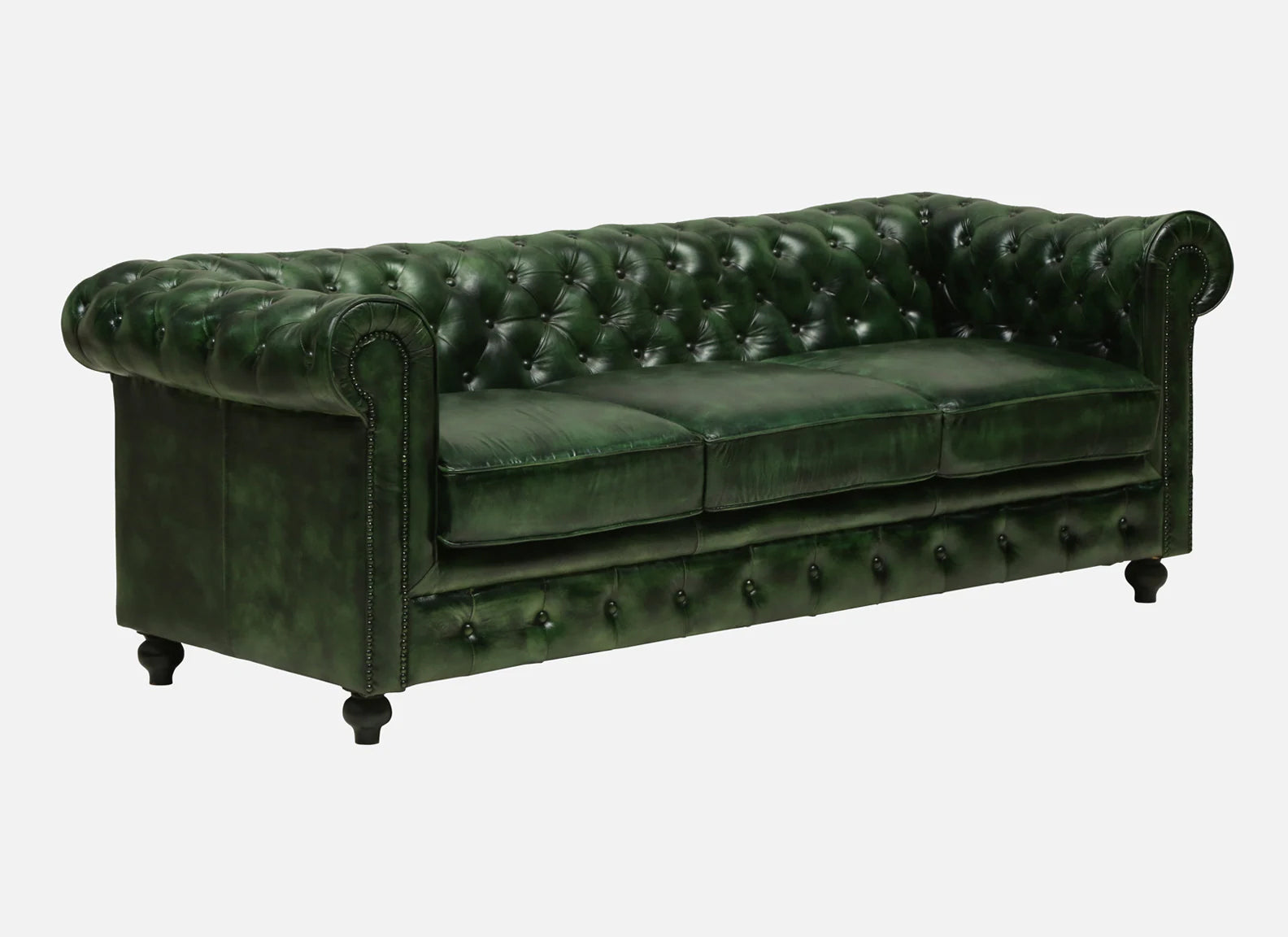 3 Seater Leather Sofa in Green Color