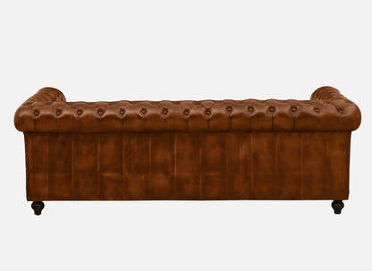 3 Seater Leather Sofa in Tan Finish - back view