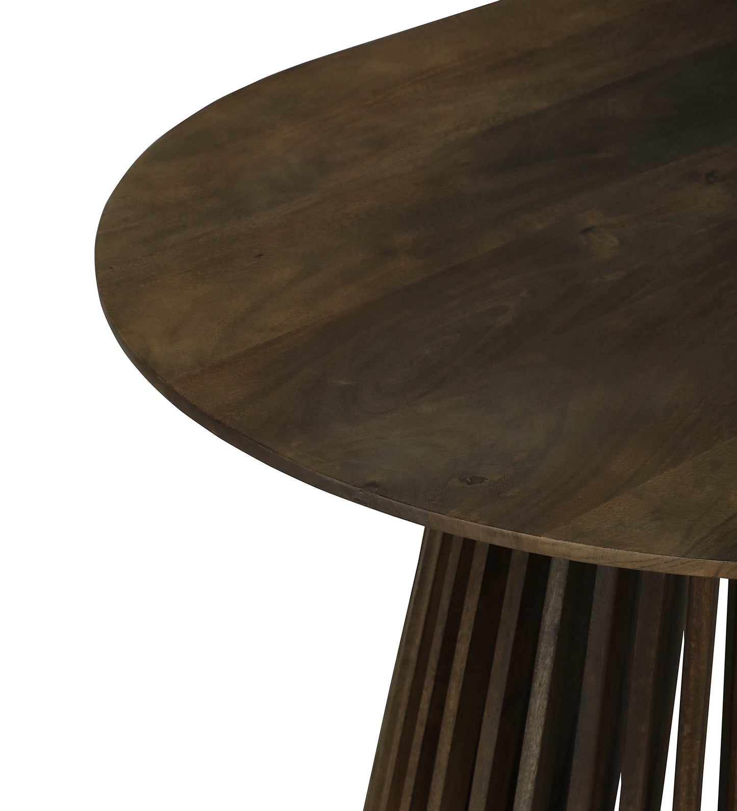 Oval Dining Table with Dark Wood Top and Dual Slatted Pedestal Bases - alternate view 5