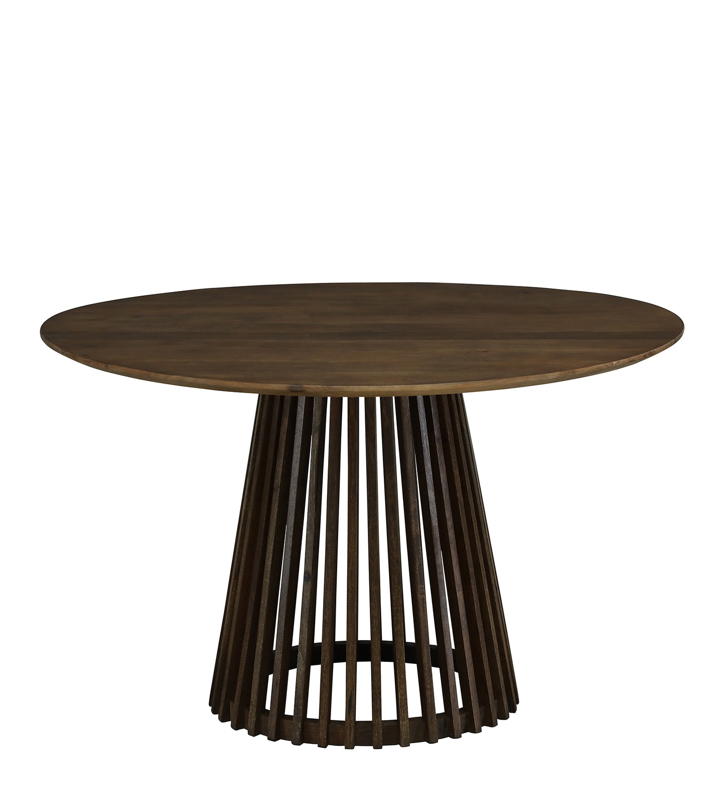 Round Dining Table with Dark Wood Top and Slatted Pedestal Base - alternate view 5