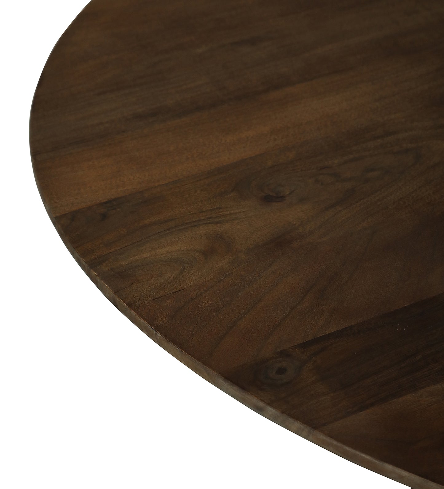 Round Dining Table with Dark Wood Top and Slatted Pedestal Base - alternate view 4